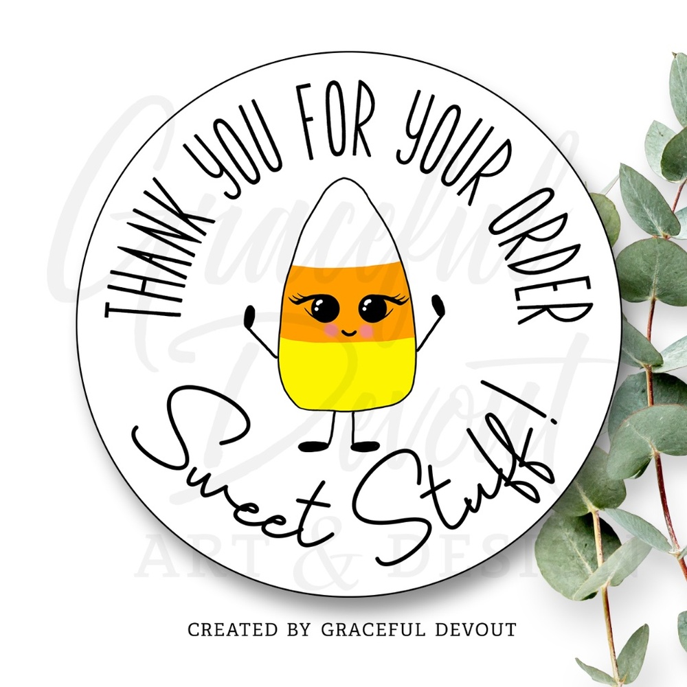 Thank You For Your Order! Sweet Stuff! 2" (inches) 96ct.) Stickers